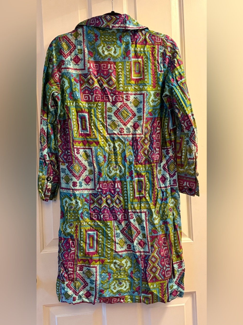 Vibrant Multi-Color Geometric Print Women’s Dress